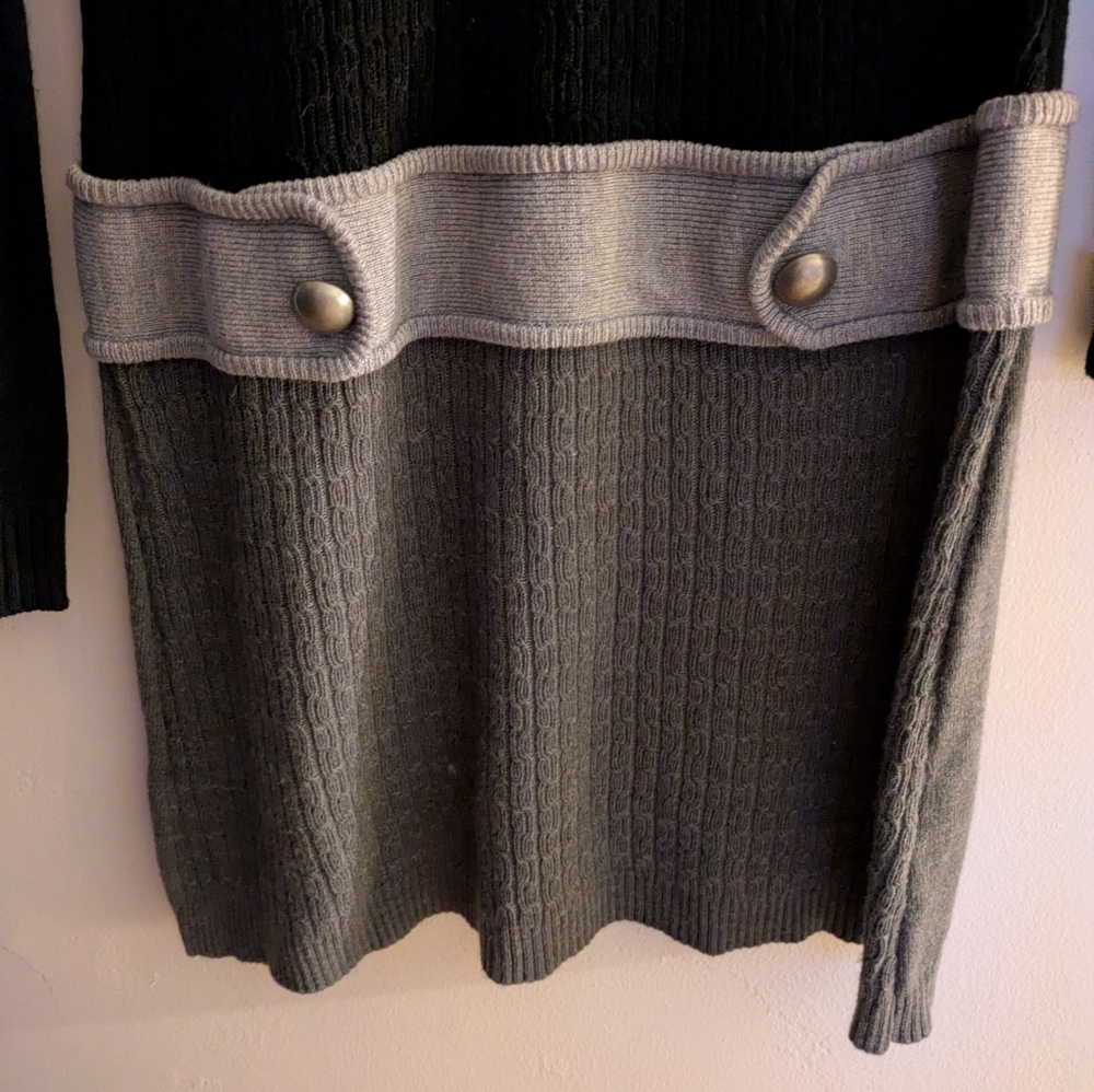 iZ Byers Knitted MIDI Sweater Dress Black And Gray Large - Picture 5 of 5